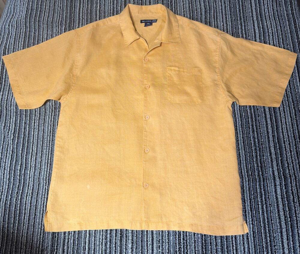 Vintage Bluez 100% Linen Button Up Camp Shirt Men's Size 2XL Beach Vaca Coastal